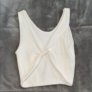 Cream Tie Front Fitted Tank Top